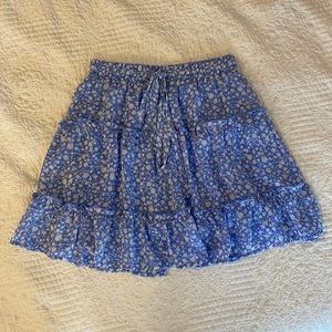 Light Blue Floral Flowy Skirt